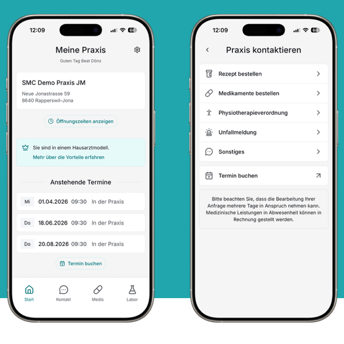 Wichtige Mitteilung zur Patientenaufnahme & neue «Meine Praxis App»